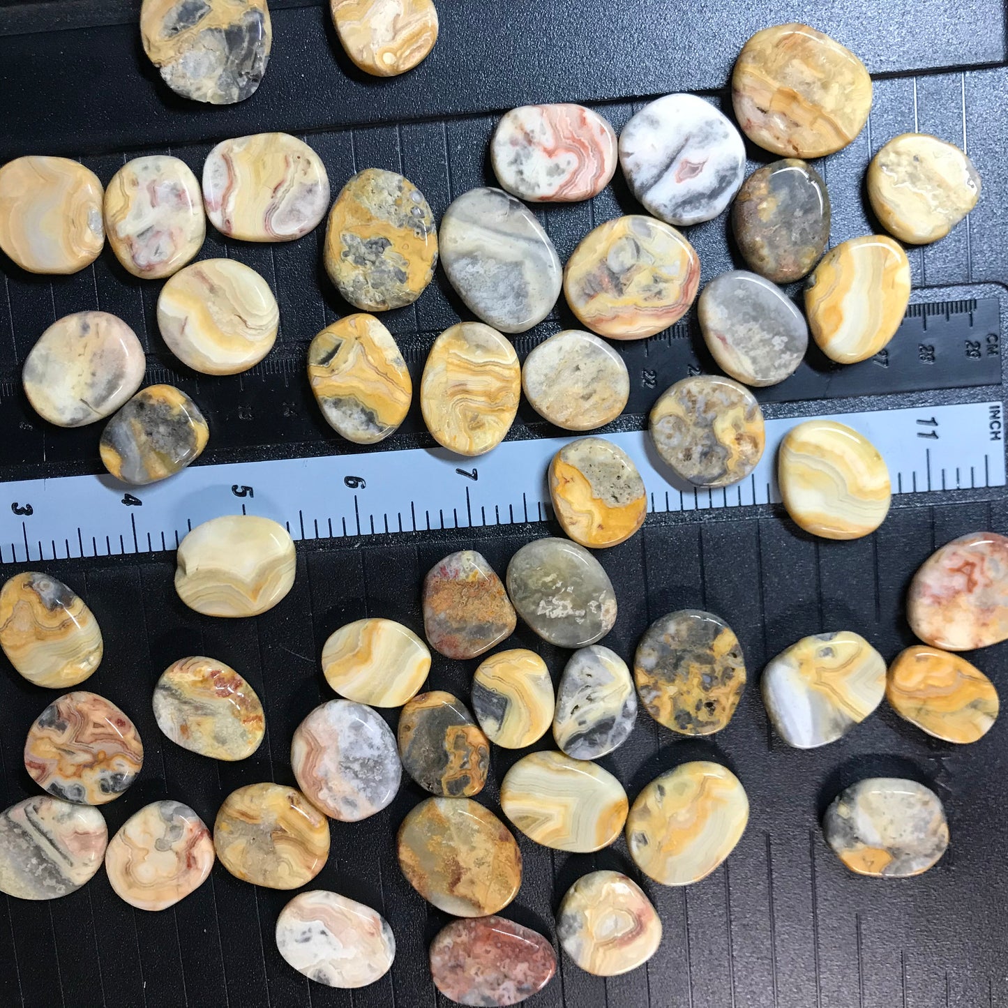 Yellow Crazy Lace Agate Tumbled Polished disk Tab (Approx. 3/4" - 1") Polished Stone for Crystal Grid, Wire Wrapping or Craft Supply BIN-0676