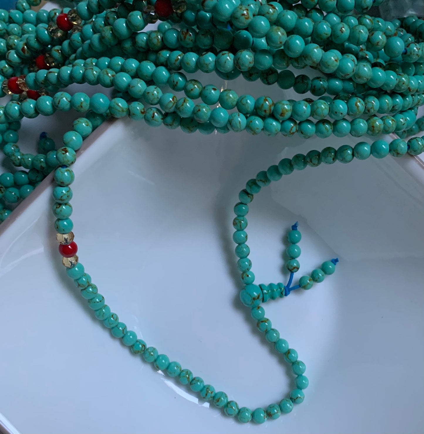 Turquoise Howlite Mala Bead Necklace/Bracelet 1078