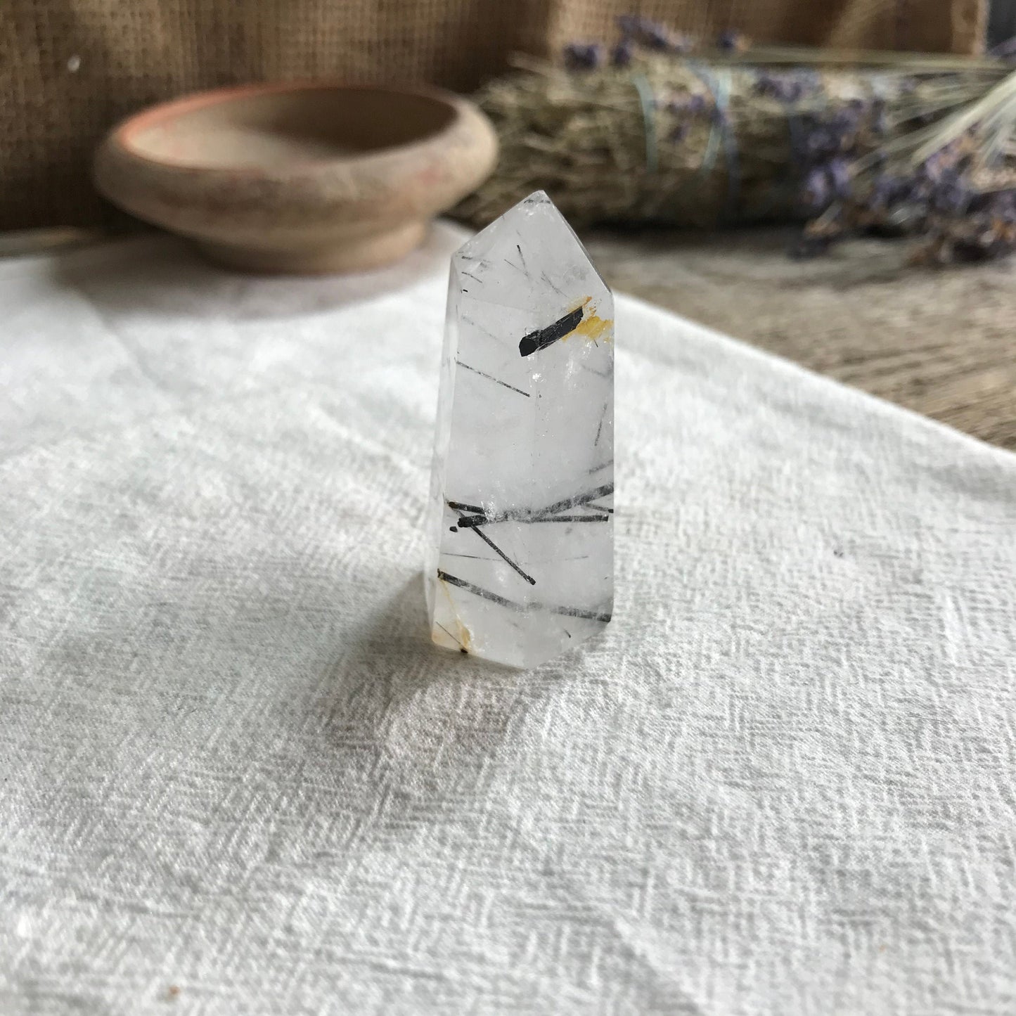 Tourmalinated Quartz Obelisk, (Approx. 2 1/4" - 3")  0902