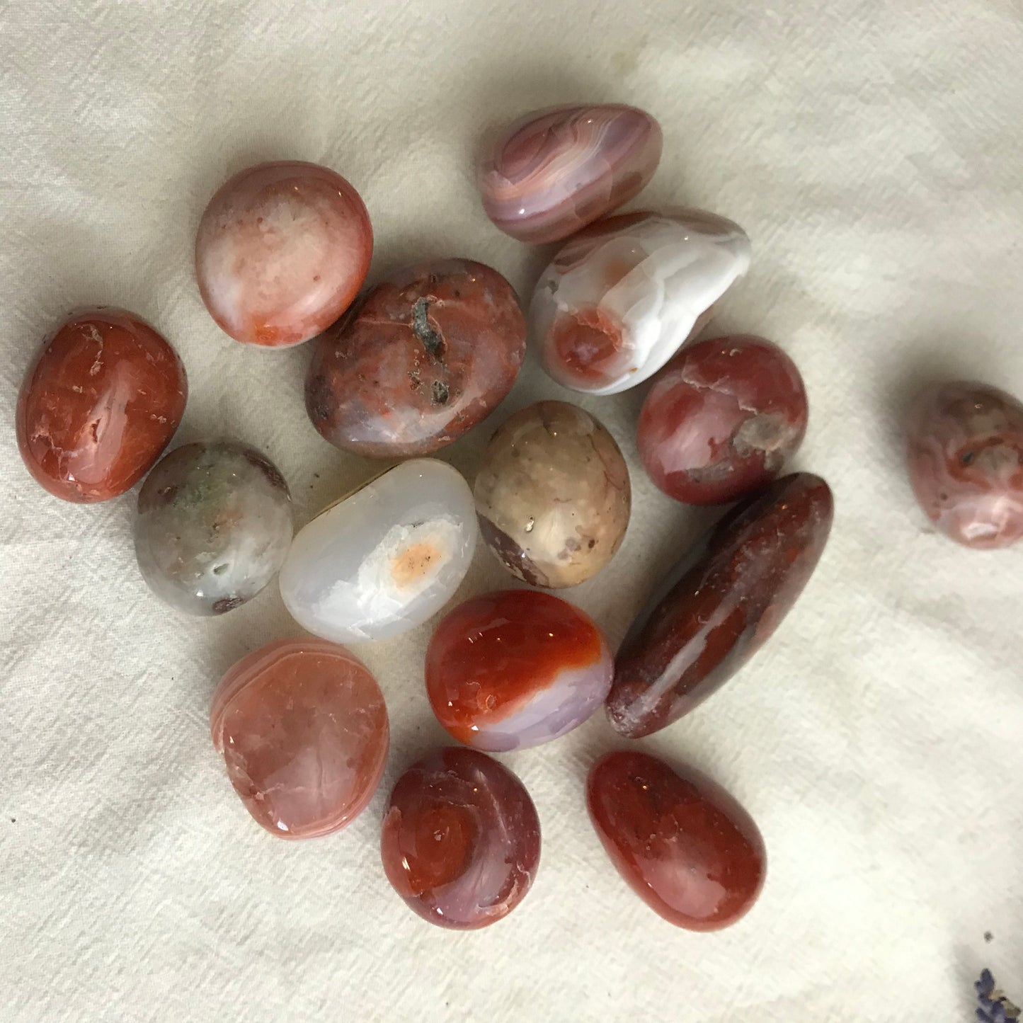 Polished Red Agate, Tumbled Stone (Approx. 3/4" - 1 1/4" long) for Wire Wrapping or Crystal Grid Supply BIN-1377