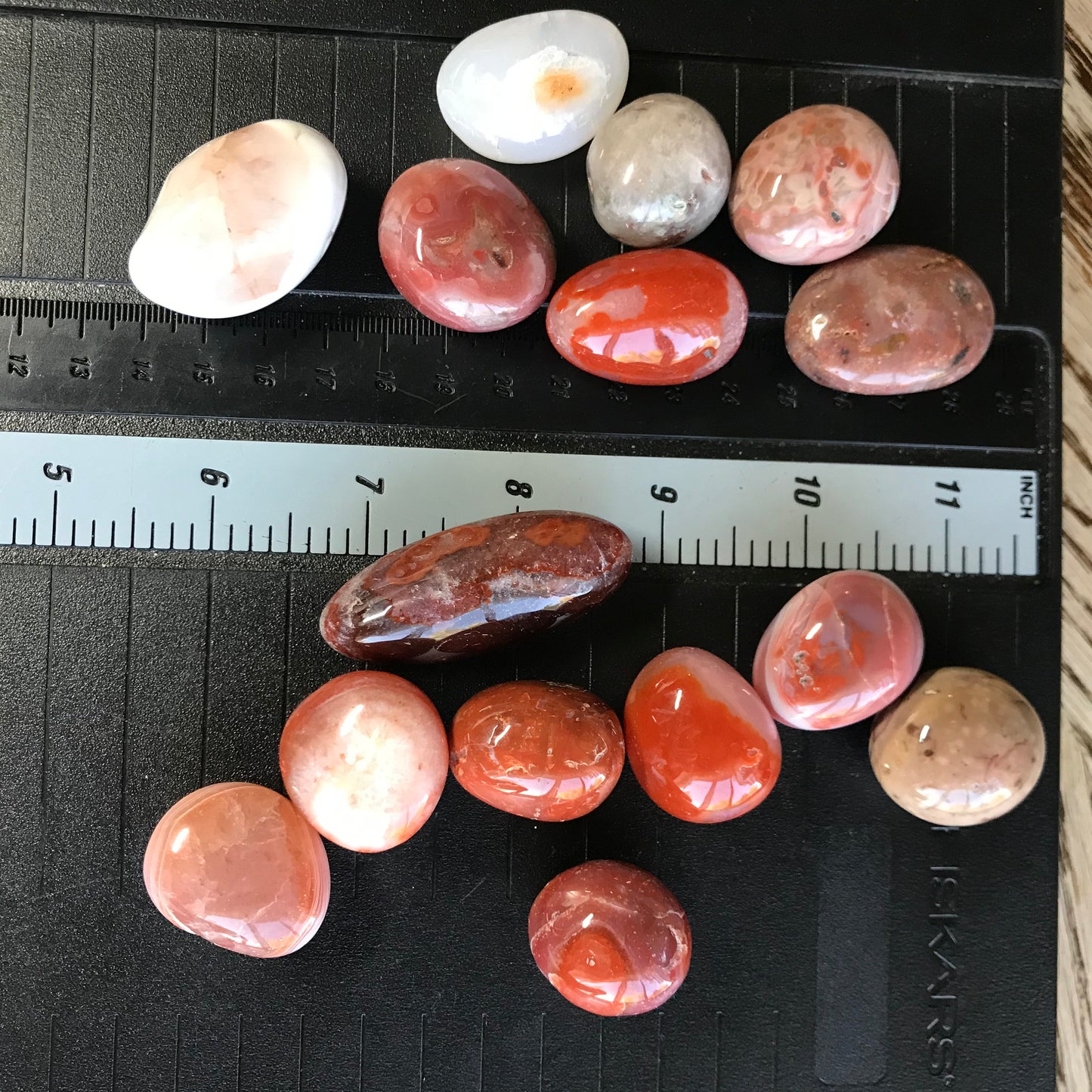 Polished Red Agate, Tumbled Stone (Approx. 3/4" - 1 1/4" long) for Wire Wrapping or Crystal Grid Supply BIN-1377