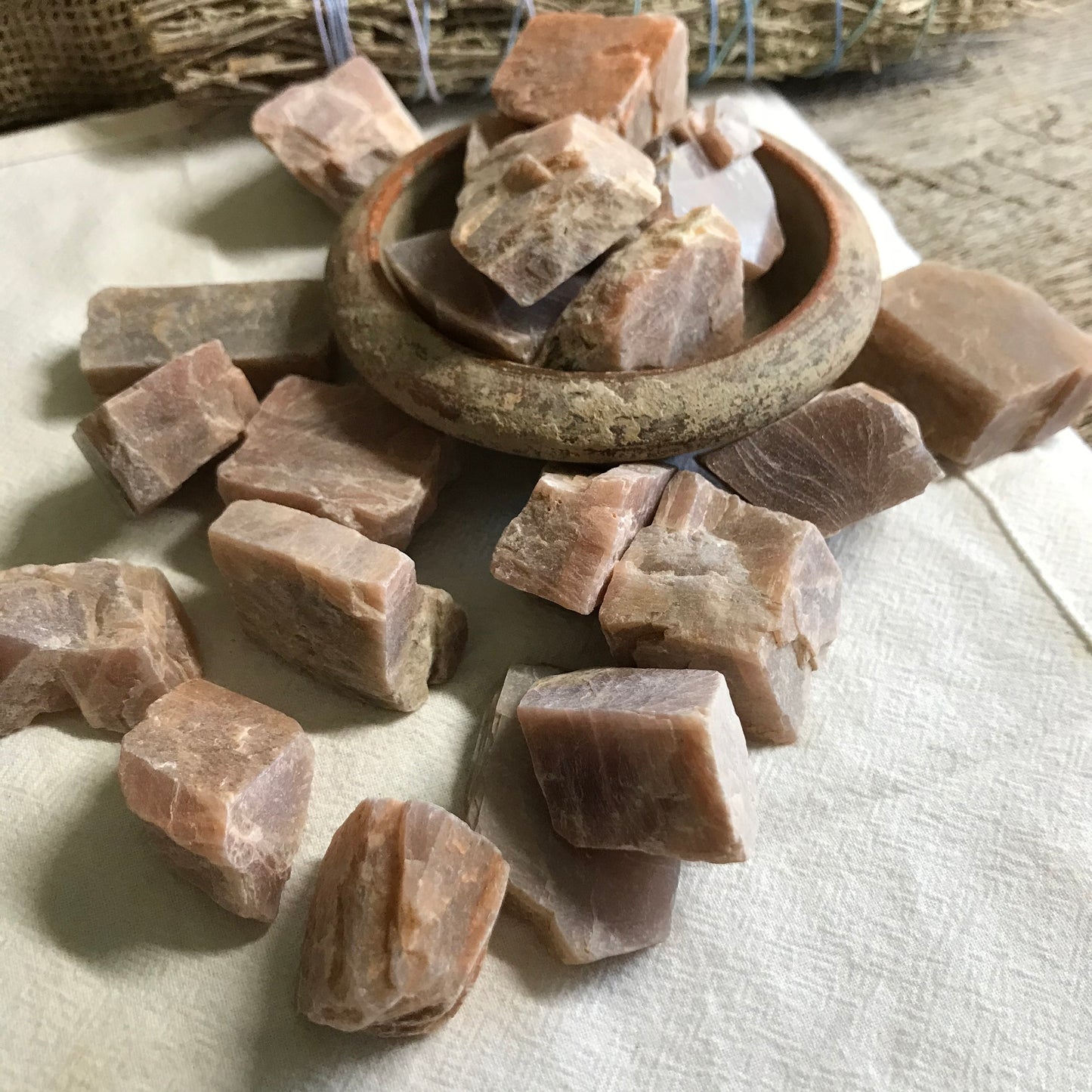 Raw Peach Moonstone, One Crystal (Approx 1 1/2"), Peach Stones, Supply for Crystal Grid or Crafts 0190