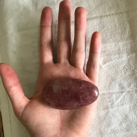 Strawberry Quartz Palm Stone, (Approx 2 1/2") Stone to Amplify Love, Generosity, Crystal Grid or Craft Supply 0234