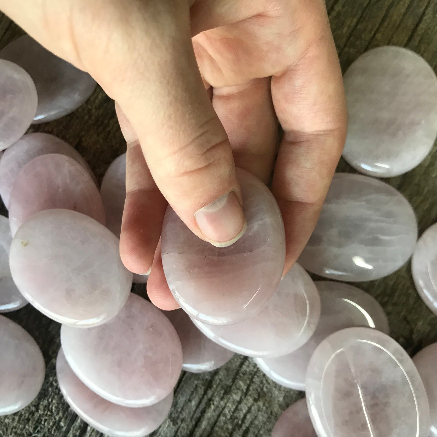 Rose Quartz Worry Stone (Approx. 1 3/8" x 1 3/4")  Polished Stone for the Heart Chakra, for Wire Wrapping or Crystal Grid Supply 1406