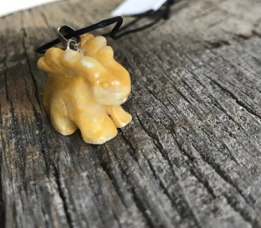 Yellow Jasper Necklace, Dinosaur Carved Stone Necklace, Stone for Stability and Harmony NCK-2678