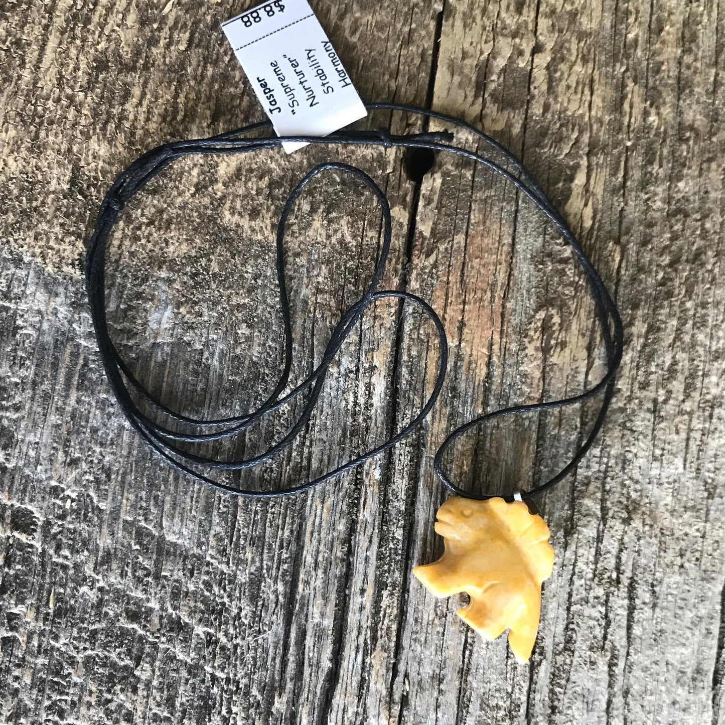 Yellow Jasper Necklace, Dinosaur Carved Stone Necklace, Stone for Stability and Harmony NCK-2678