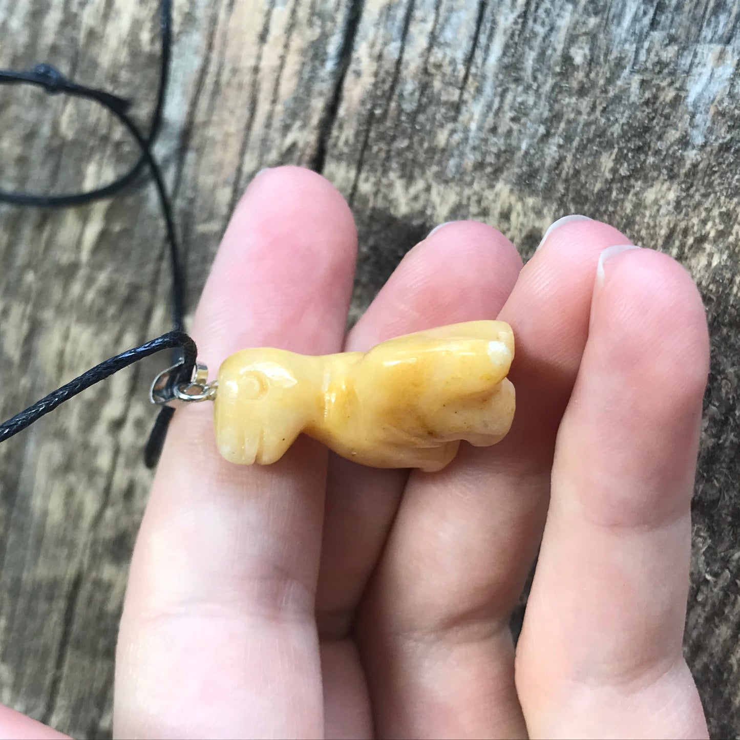 Yellow Jasper Necklace, Dinosaur Carved Stone Necklace, Stone for Stability and Harmony NCK-2679