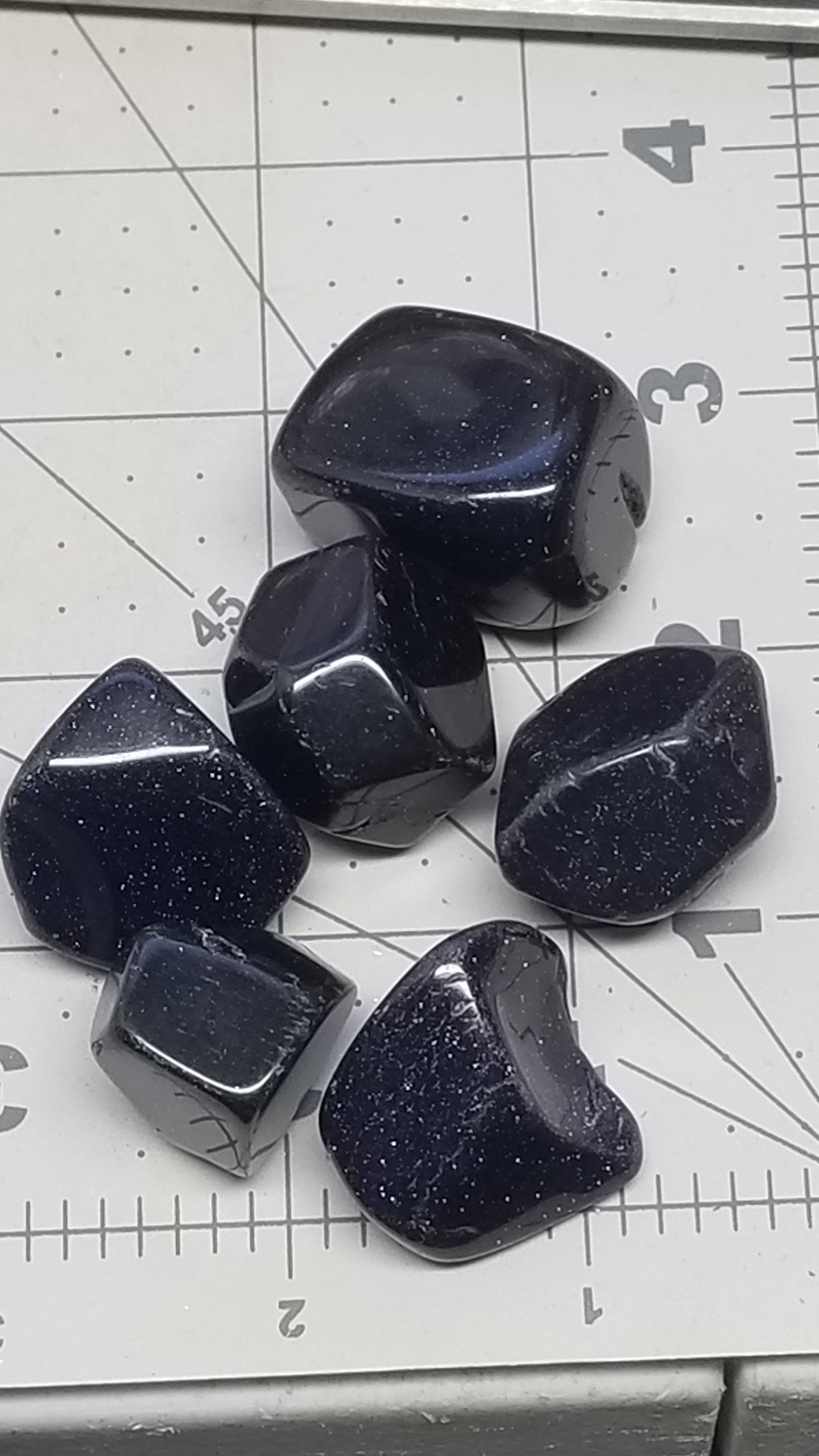 Blue Goldstone. Tumble Stone (Approx 3/4" - 1") BIN-1396