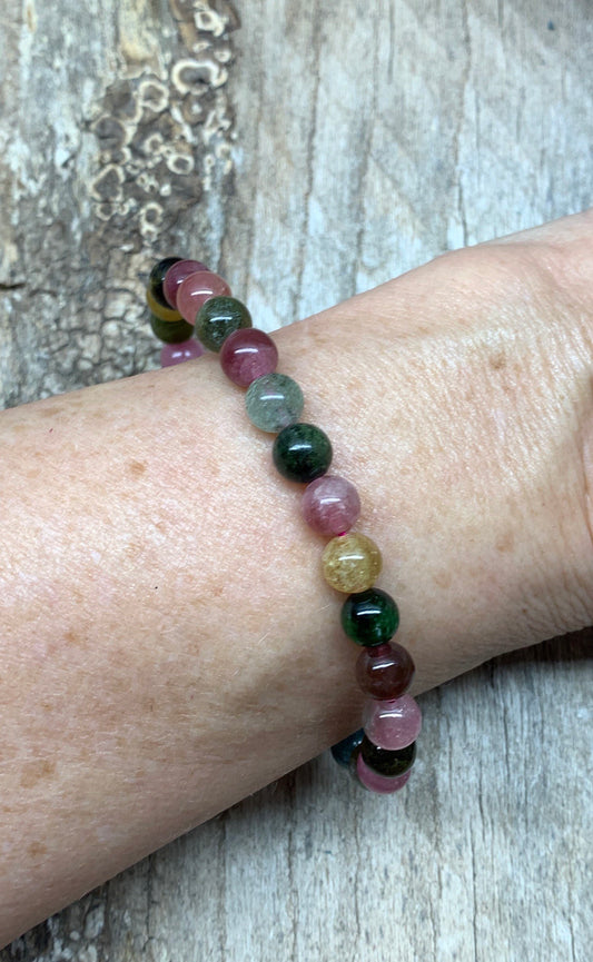 Tourmaline Bracelet 6mm Beads BRC-0077