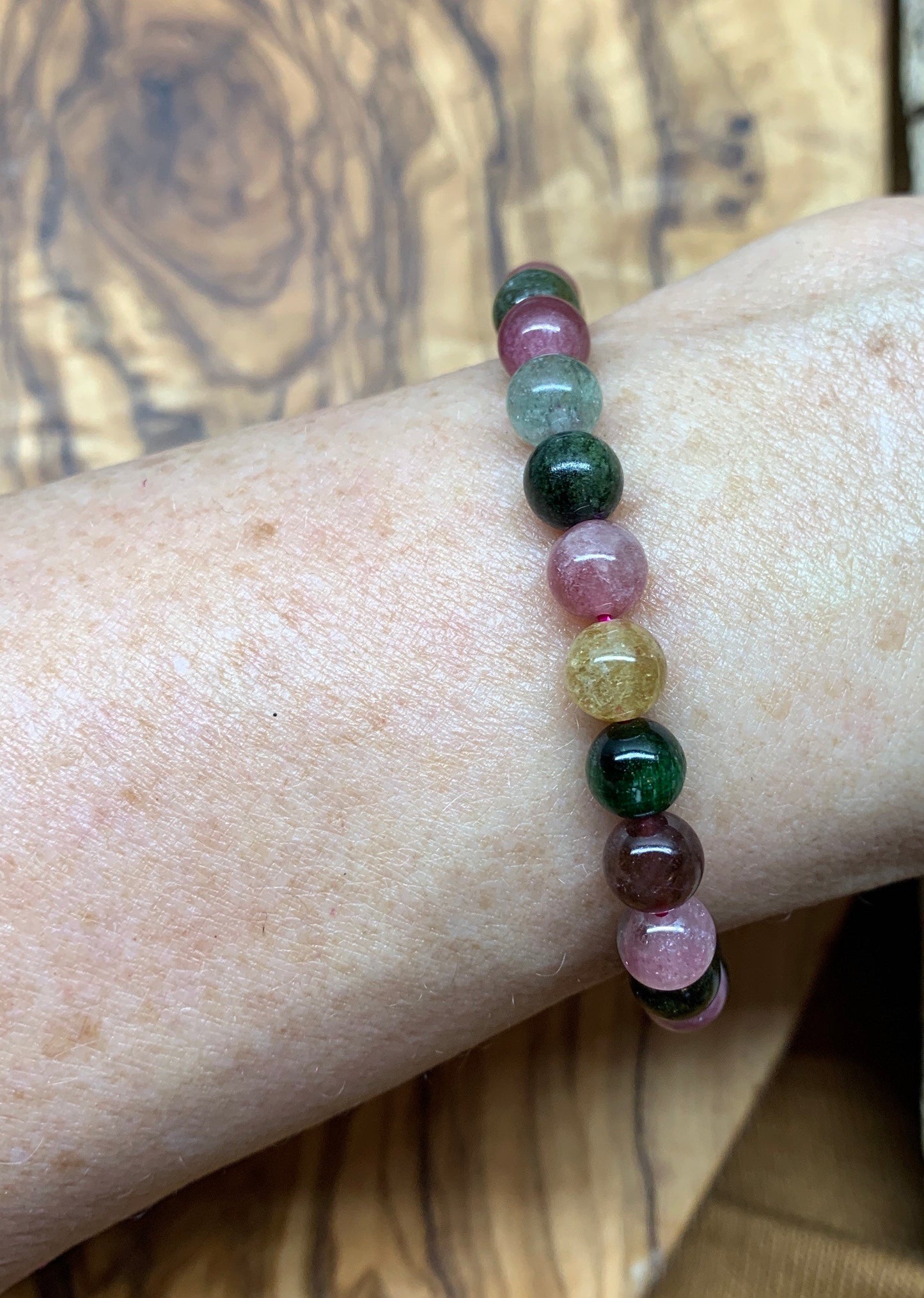 Tourmaline Bracelet 6mm Beads BRC-0077