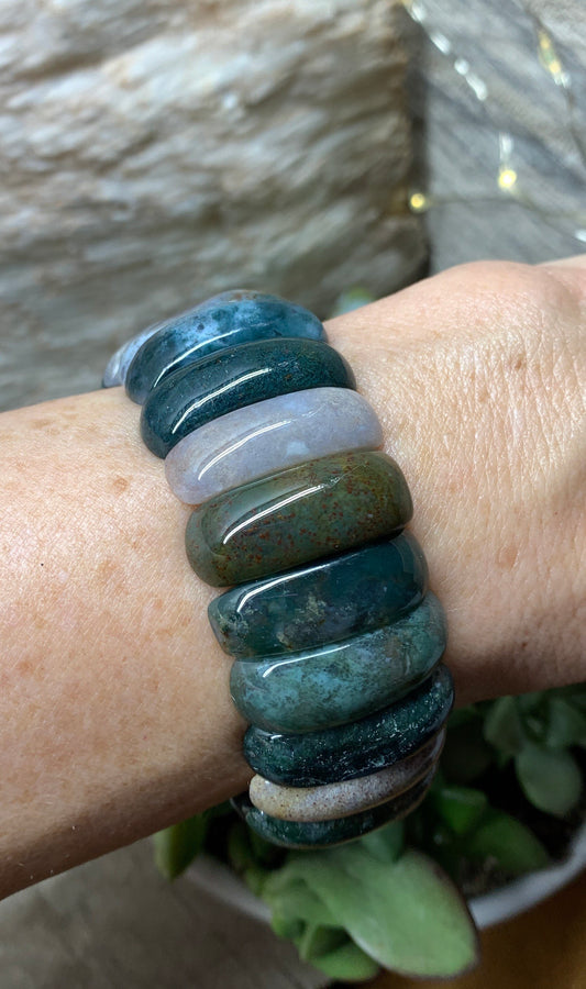 Moss Agate Bracelet BRC-0079