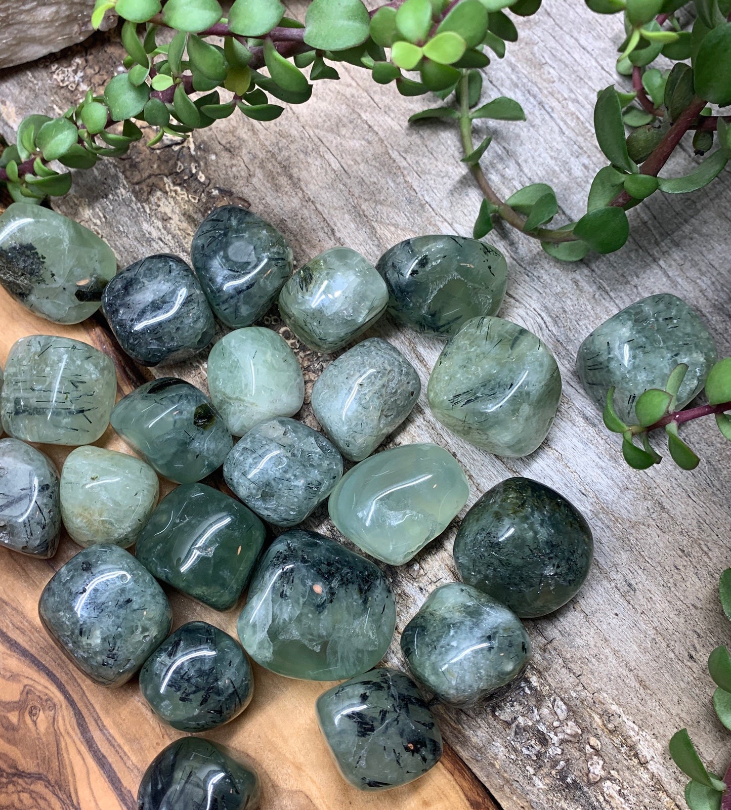 Prehnite with Epidote, Polished Tumbled Stone BIN-1355