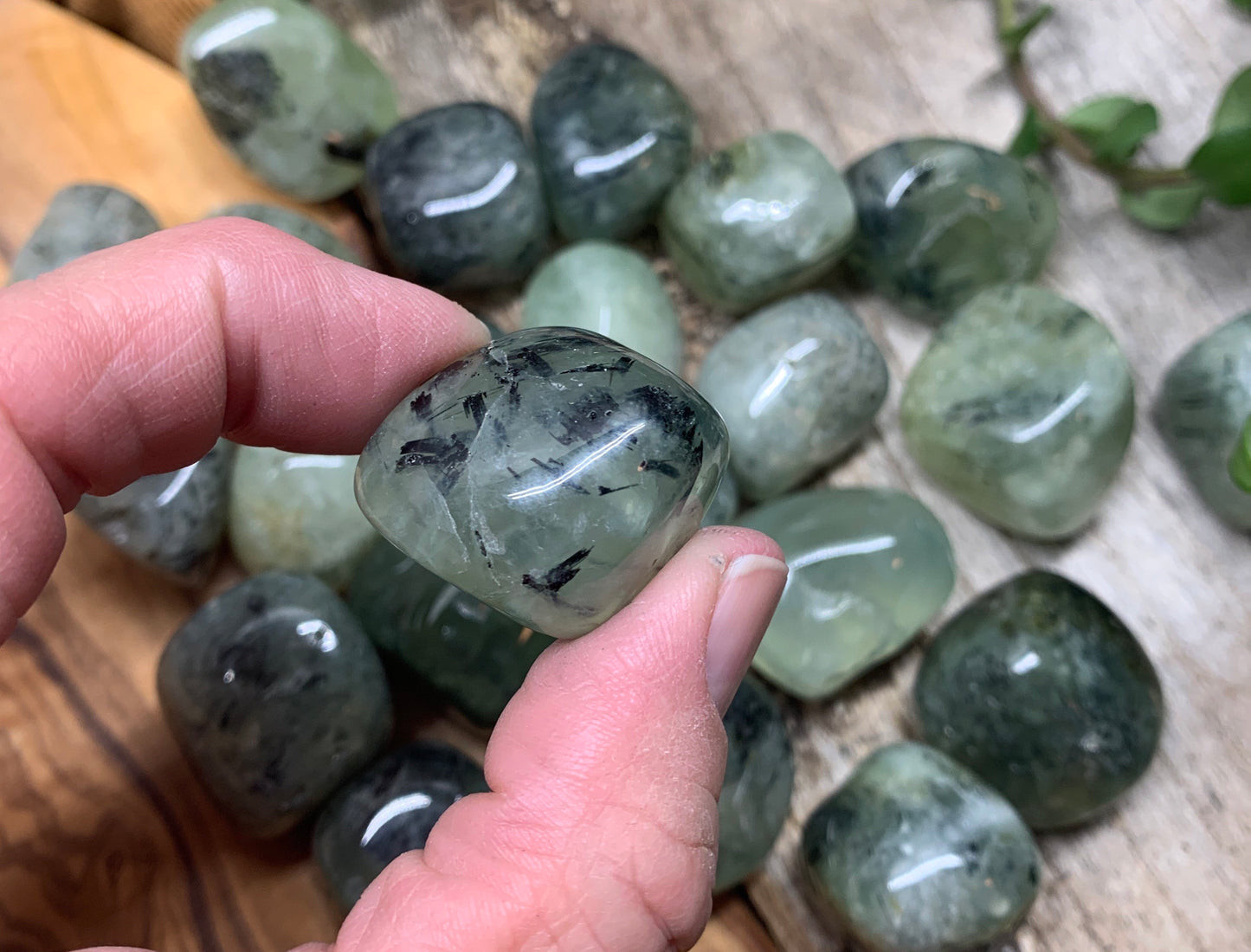 Prehnite with Epidote, Polished Tumbled Stone BIN-1355