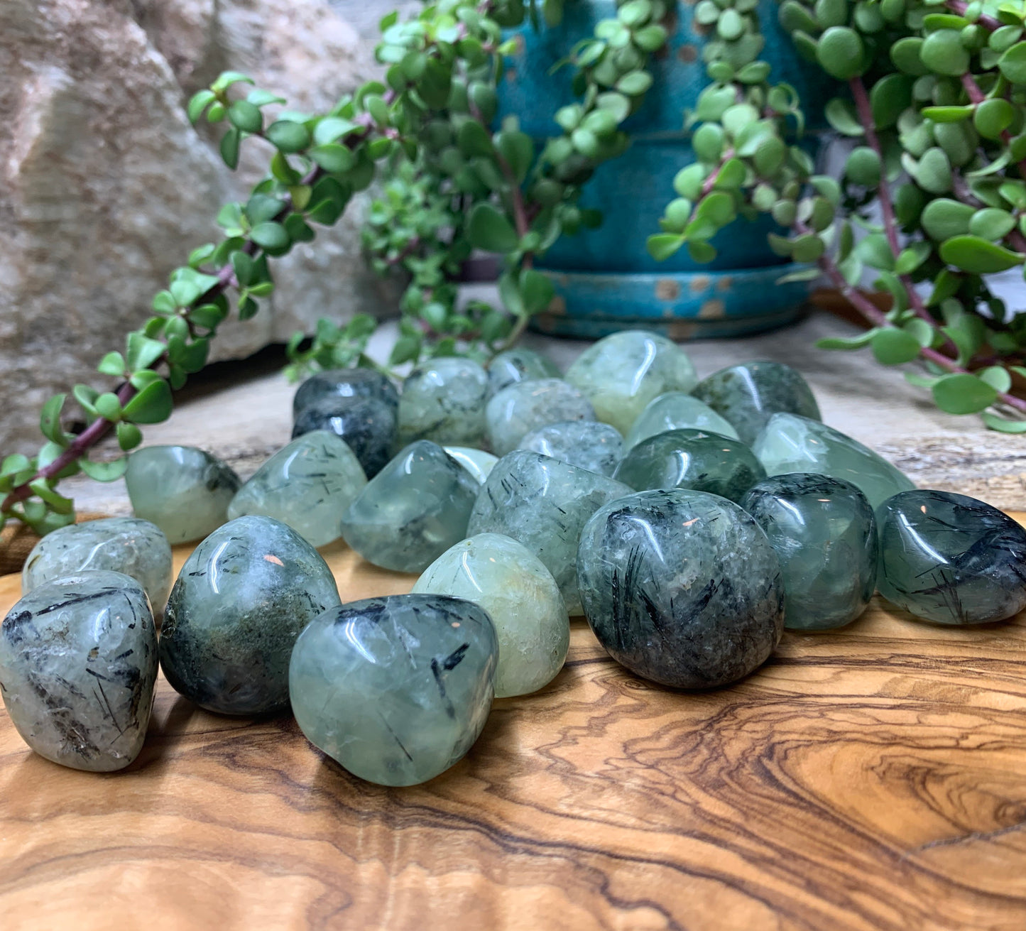 Prehnite with Epidote, Polished Tumbled Stone BIN-1355