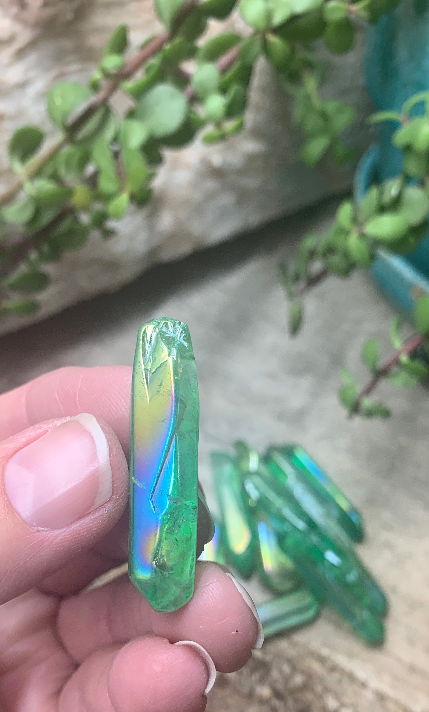 Green Aura Quartz Point Crystal Beat Point 1526 (1 3/4”-2 3/4”) Heart Chakra, Grid  Making and Wire Wrapping Supply