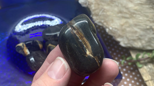 Black Onyx Tumbled Stone (Approx. 1 1/2" - 1 3/4") 0612