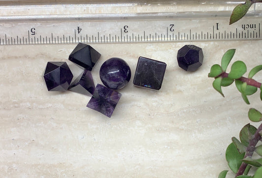 Amethyst Sacred Geometry Kit, Carved Shapes   E-0018