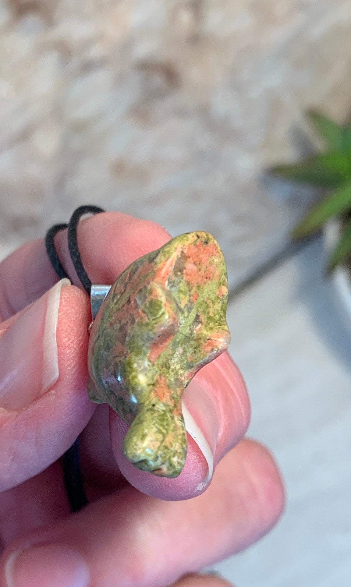 Unakite Jasper Dolphin Necklace NCK-0899