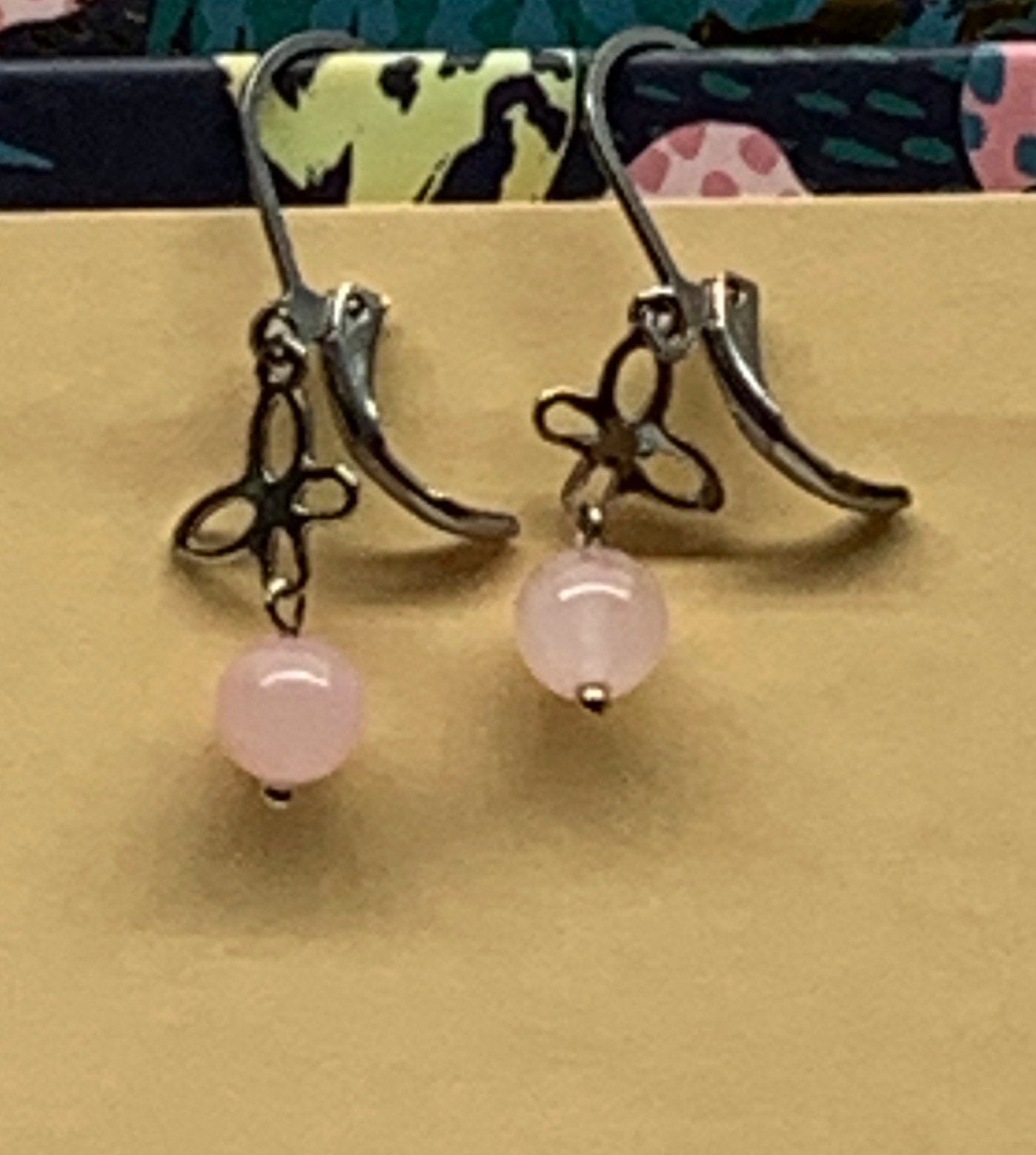 Rose Quartz Butterfly Earrings EAR-0018