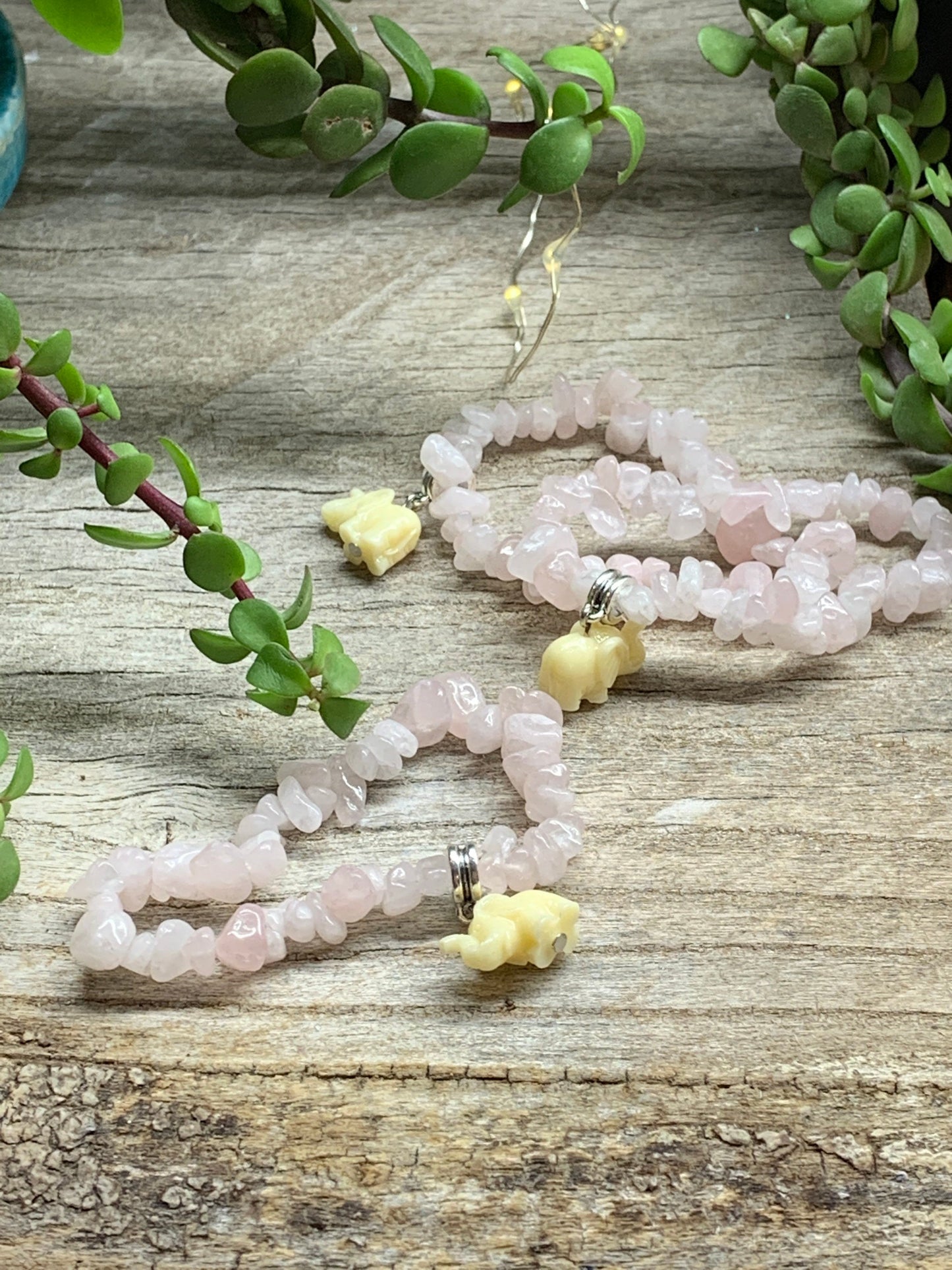 Rose Quartz Elephant Bracelet 1206