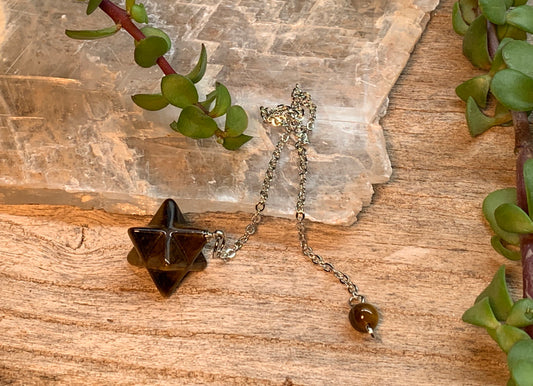 Tiger's Eye Merkaba Pendulum PND-0058