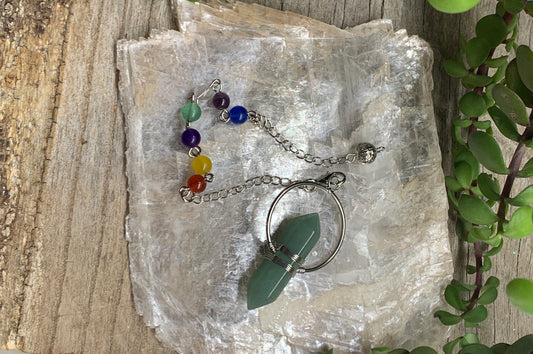 Green Aventurine Wire Wrapped Chakra Pendulum PND-0056