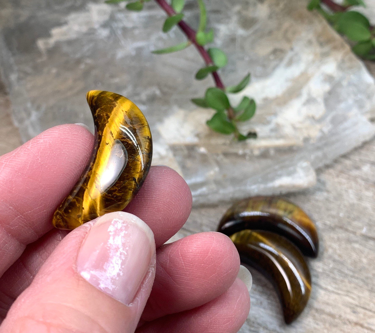 Tiger's Eye Carved Moon (Approx 1 1/8" Long) 0041