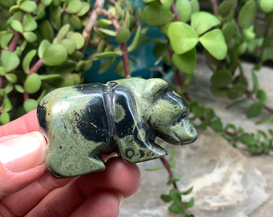 Kambaba Jasper Carved Bear (Approx. 2") 0285