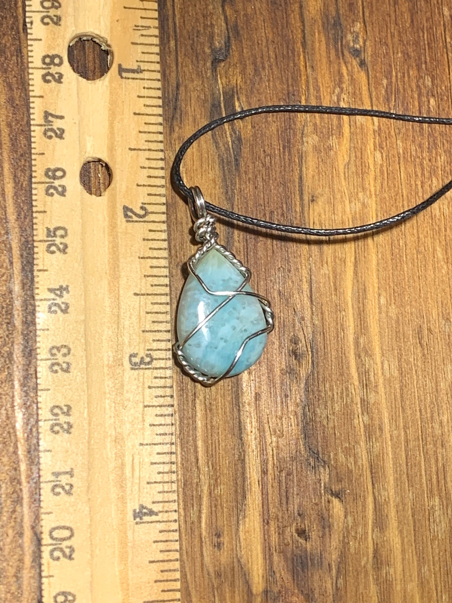 Larimar Wire Wrapped Necklace, Hand Made 1111