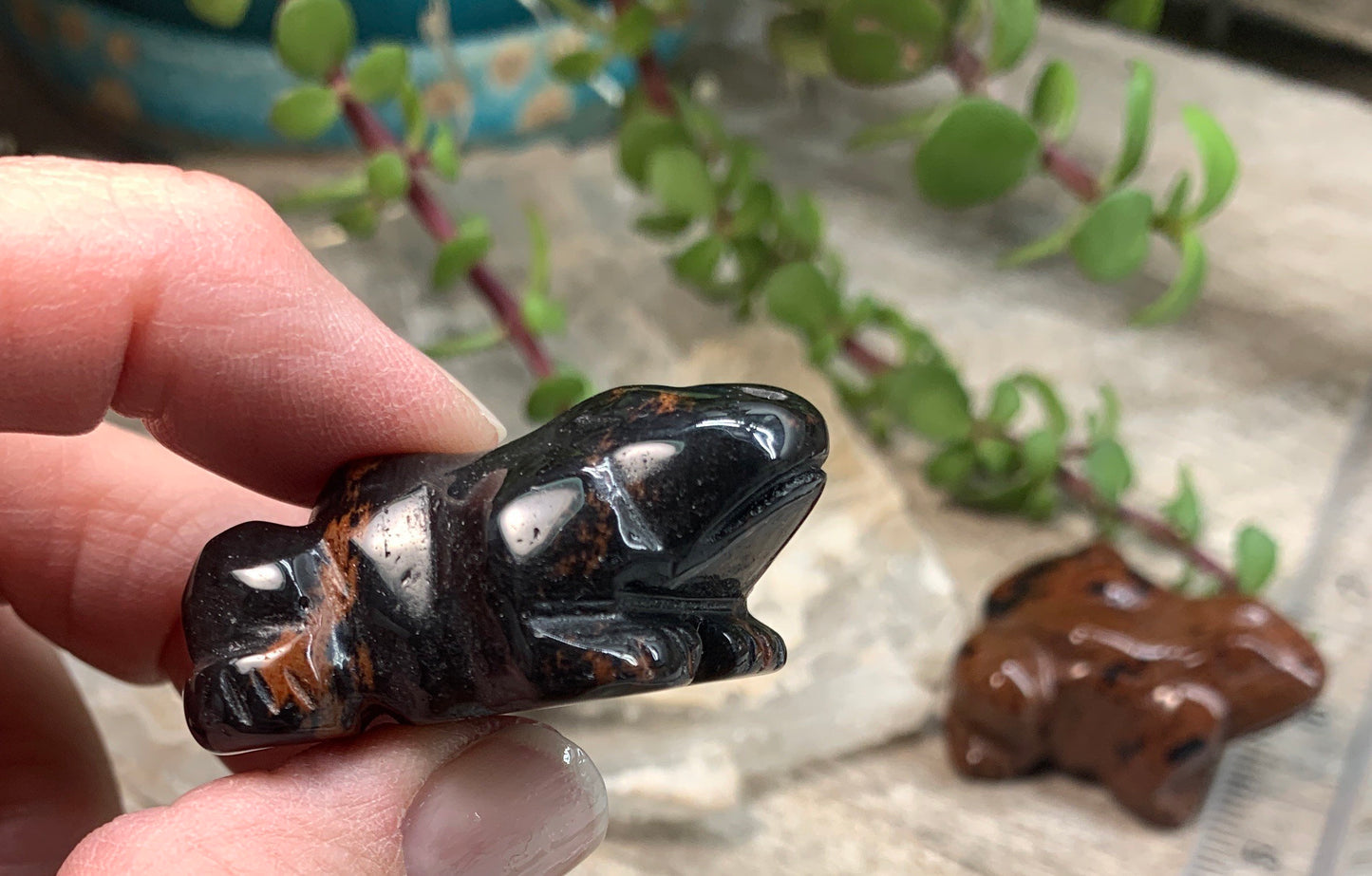 Mahogany Obsidian Carved Frog 0075