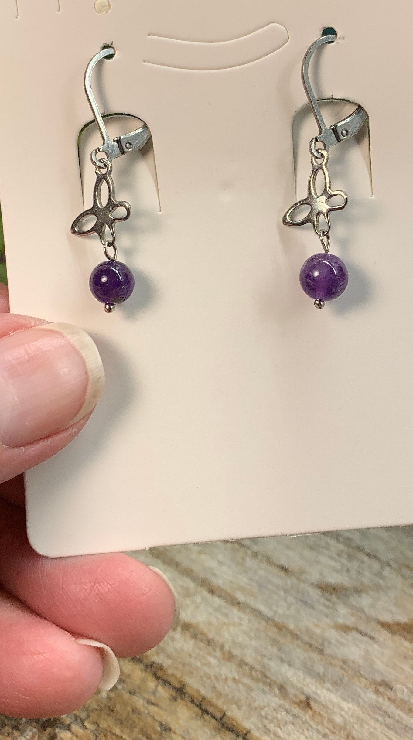 Amethyst Butterfly Earrings EAR-0026