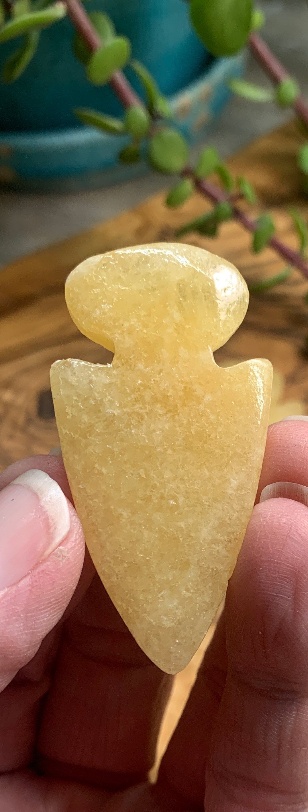 Orange Calcite Polished Arrowhead 0980