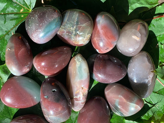 Plum Agate, Tumbled, Polished. (Approx 3/4" - 1") Polished Stone. BIN-1374