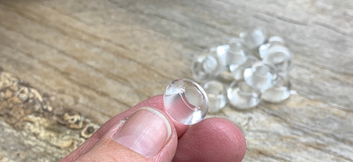 Clear Quartz Crystal Beads 14mm, 5mm hole. 0671-D