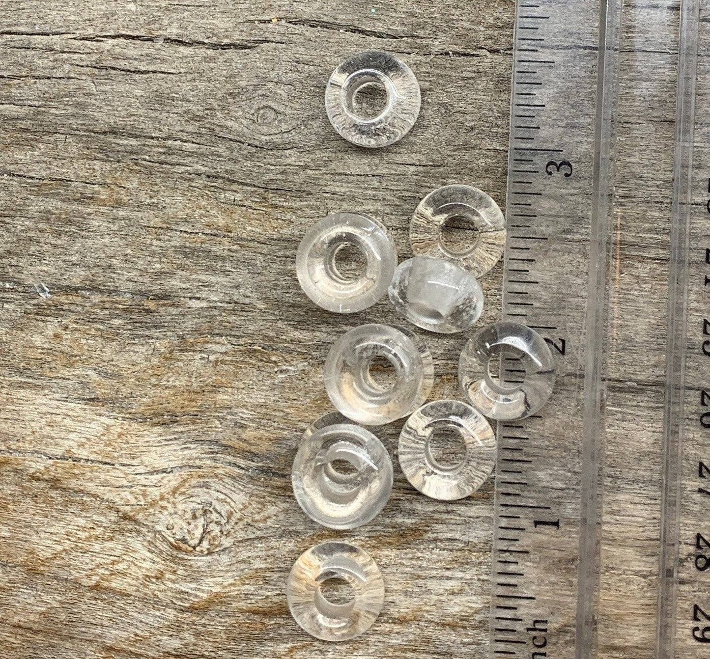 Clear Quartz Crystal Beads 14mm, 5mm hole. 0671-D