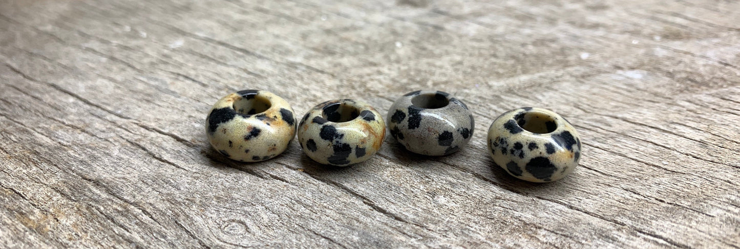 Dalmation Jasper Crystal Beads 14mm, 5mm hole. 0670-B