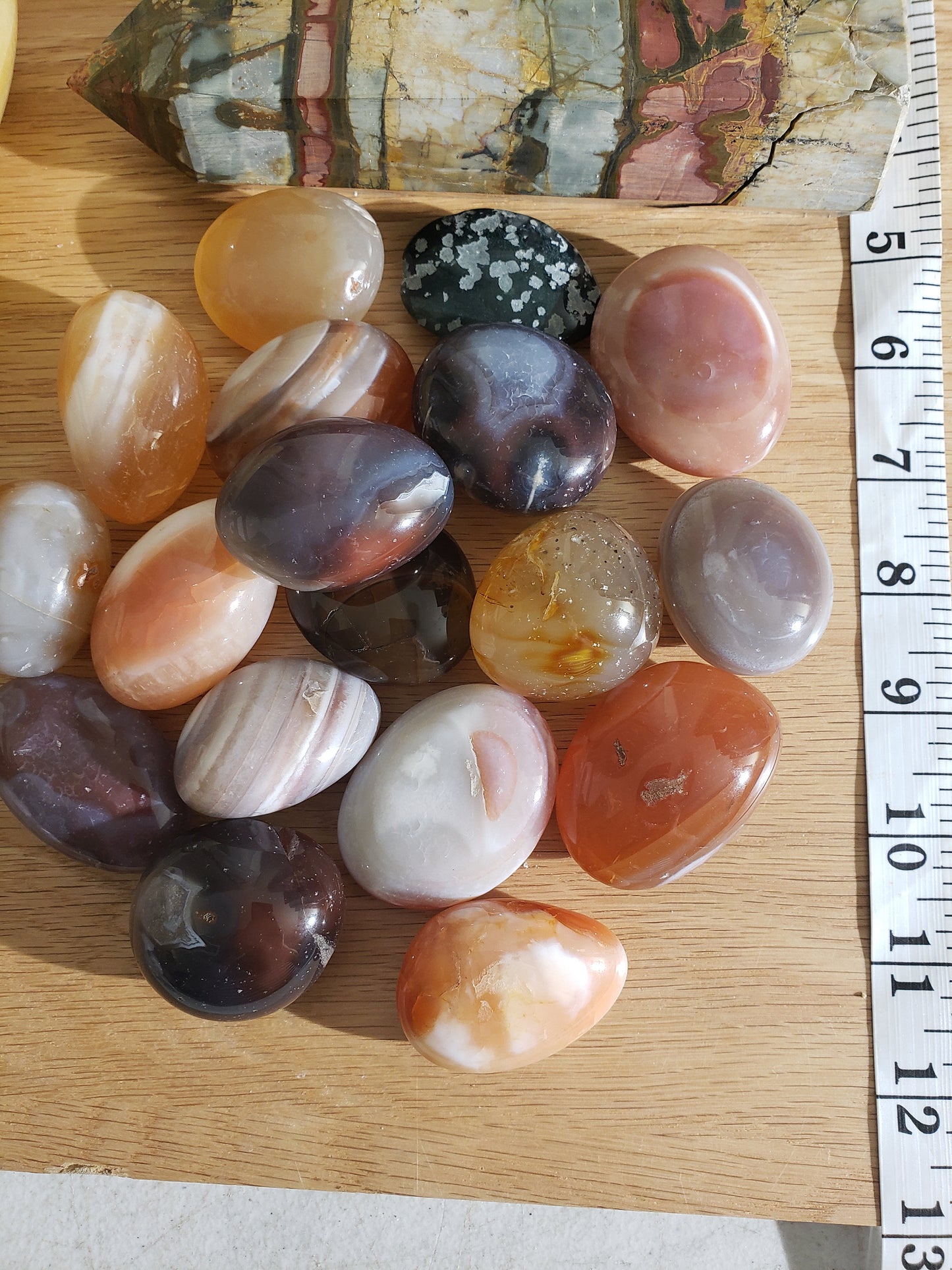 African Agate Agate Palm Stone (Approx 1 1/4" - 1 3/4")  Polished Stone for Crystal Grid or Craft Supply 1574