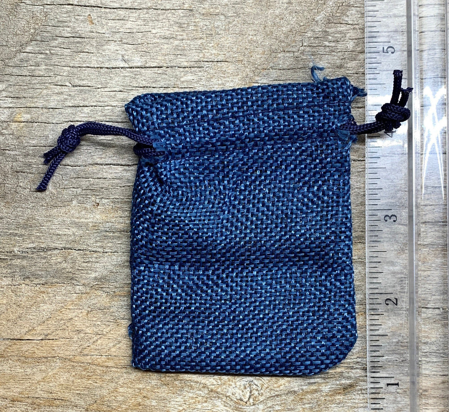 Navy Blue Tweed drawstring Bag 7cm x 9cm BAG-0032