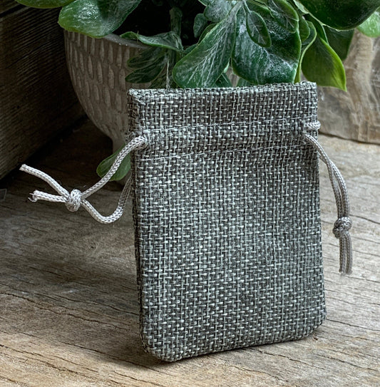 Grey Tweed drawstring Bag                            7cm x 9cm     BAG-0030