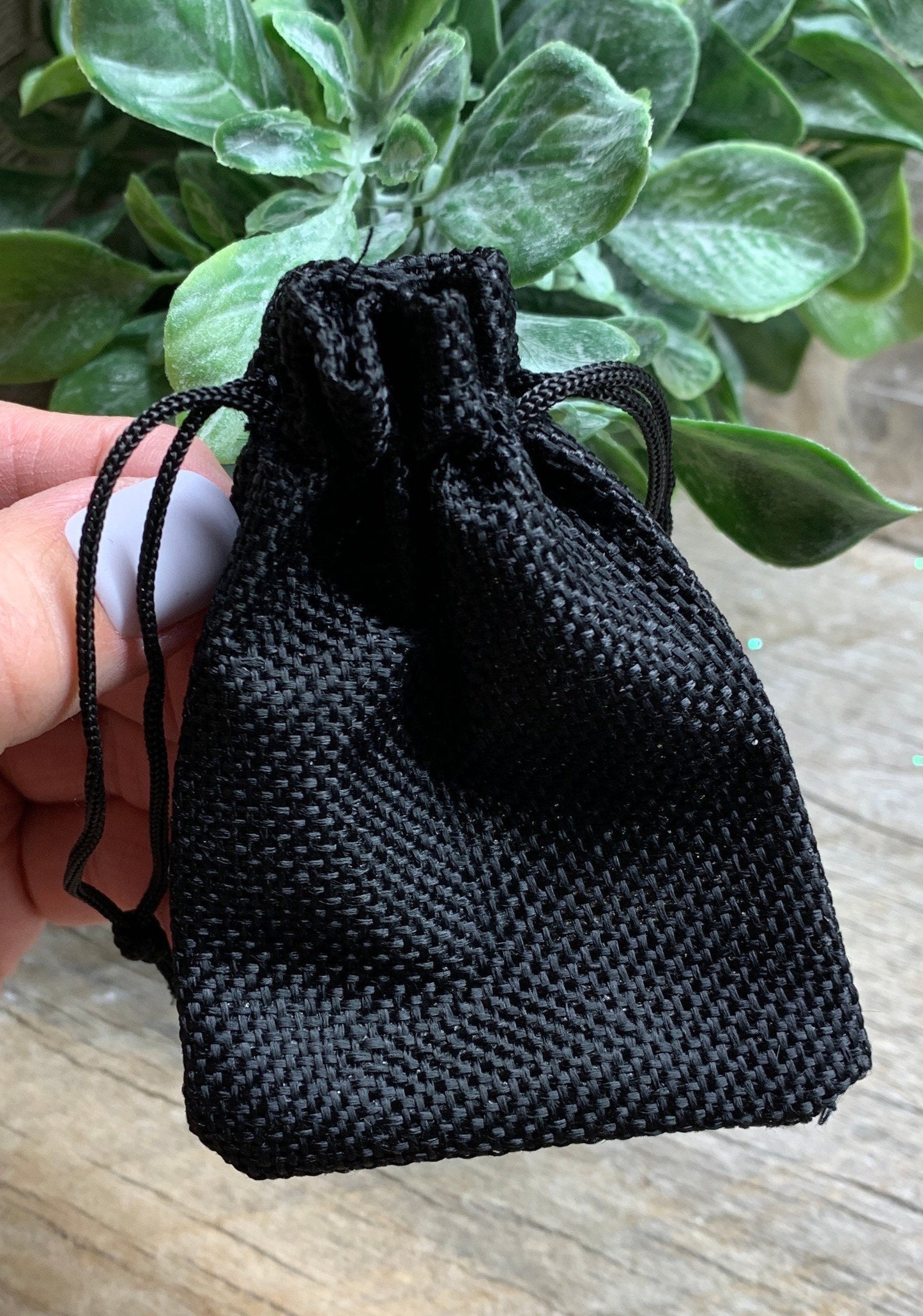 Black Tweed drawstring Bag 7cm x 9cm BAG-0029