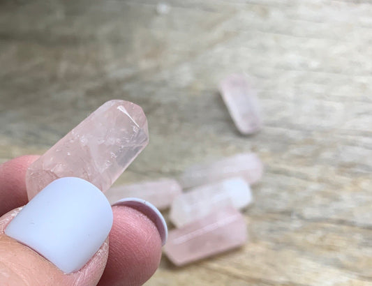 Rose Quartz Double Terminated crystal Point Wand (Tiny, 3/4”- 1”) T-0055