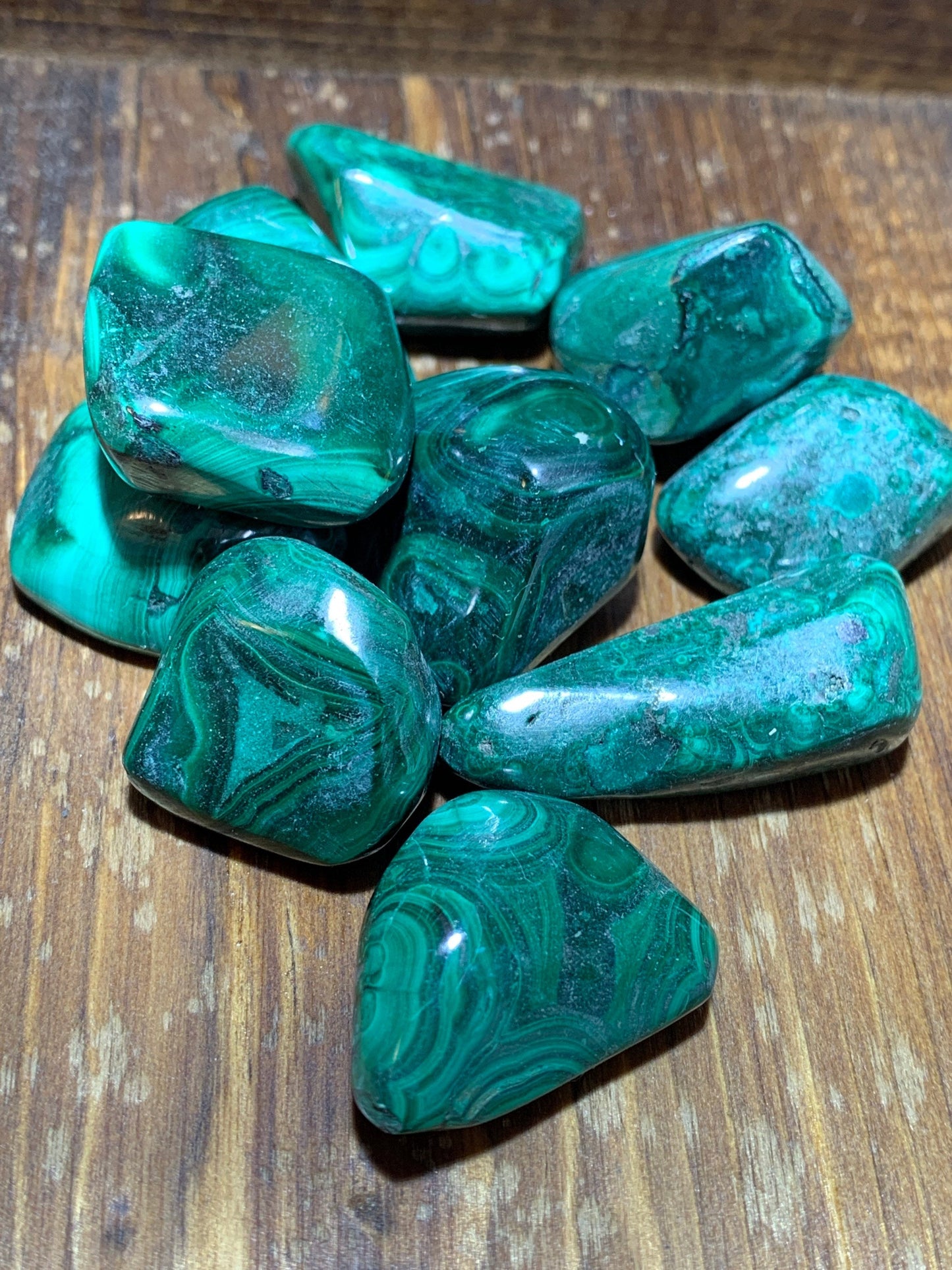 Green Malachite, Polished Tumbled Stone, 1" - 1 1/2" BIN-1411