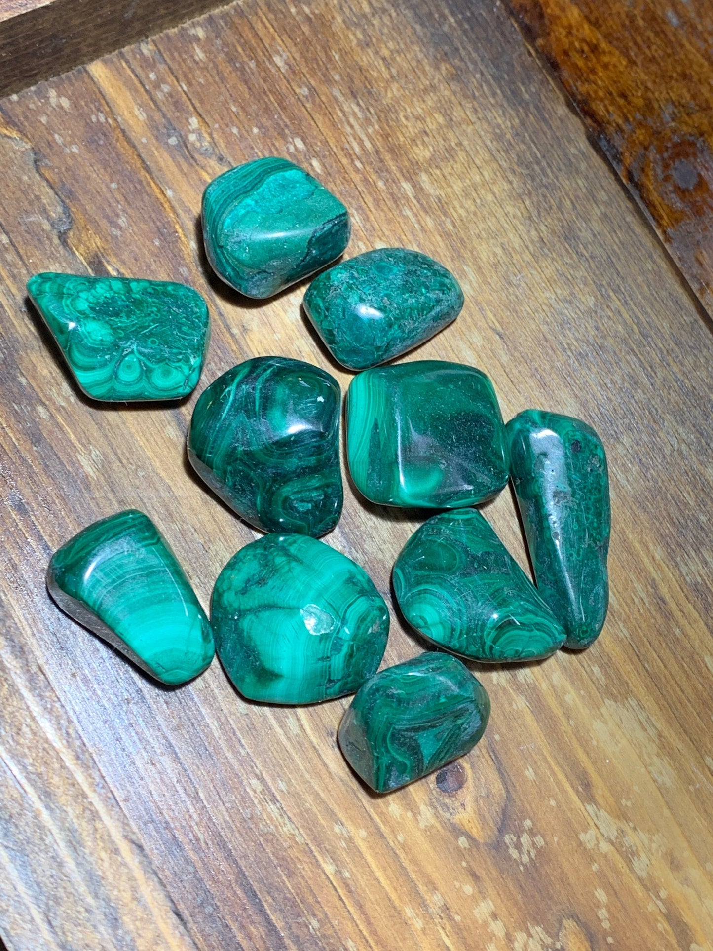 Green Malachite, Polished Tumbled Stone, 1" - 1 1/2" BIN-1411