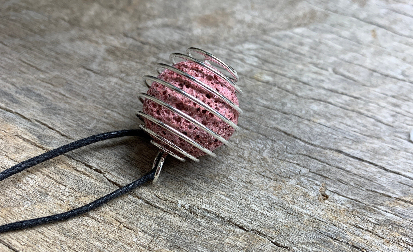 Pink Lava Bead Diffuser Necklace 1062