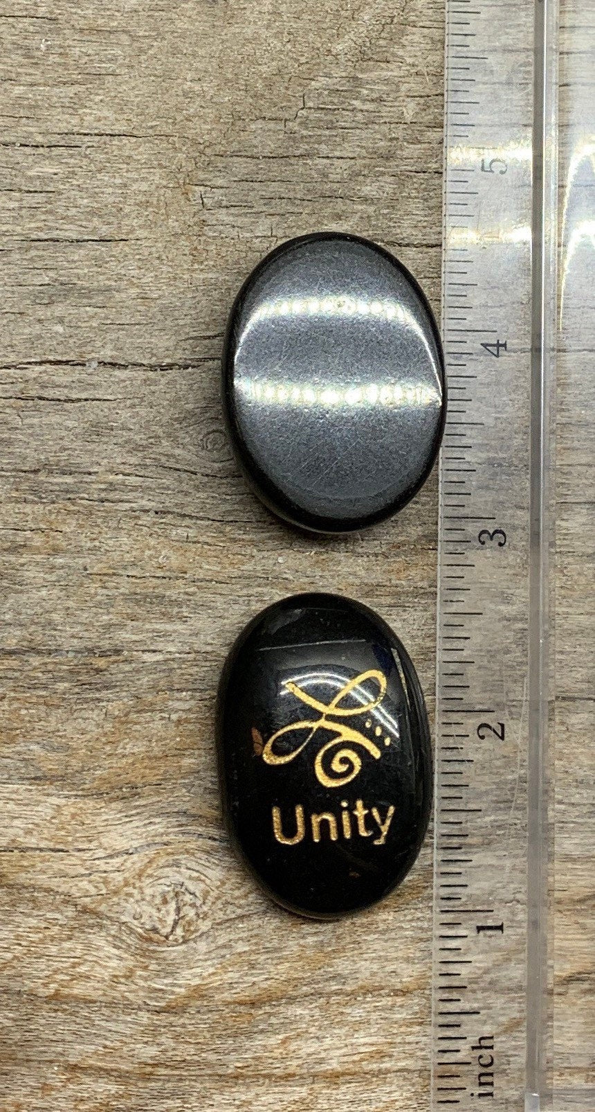 Unity, Black Obsidian Carved Word Affirmation (Approx. 1 1/2") FIG-0335