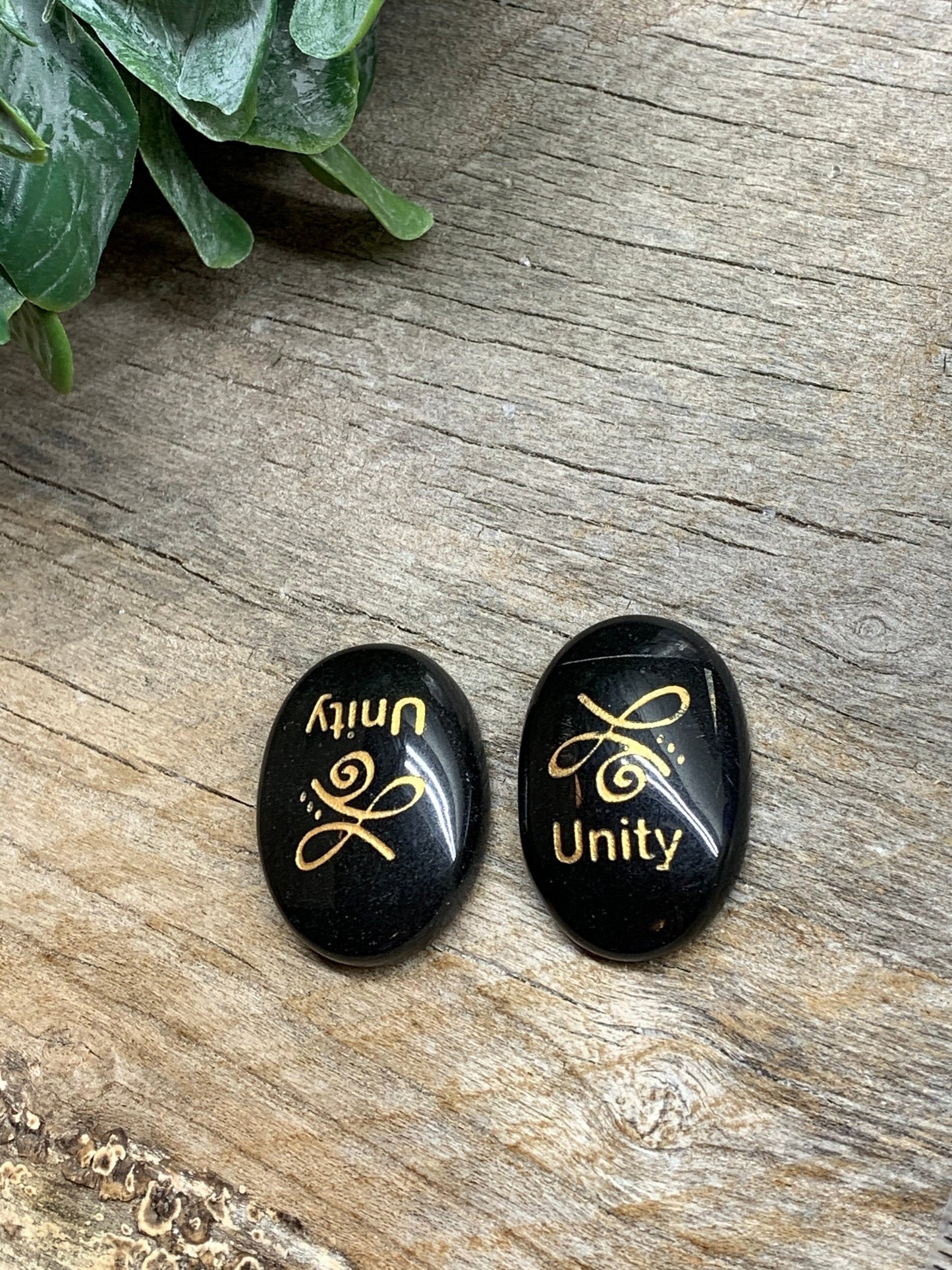 Unity, Black Obsidian Carved Word Affirmation (Approx. 1 1/2") FIG-0335