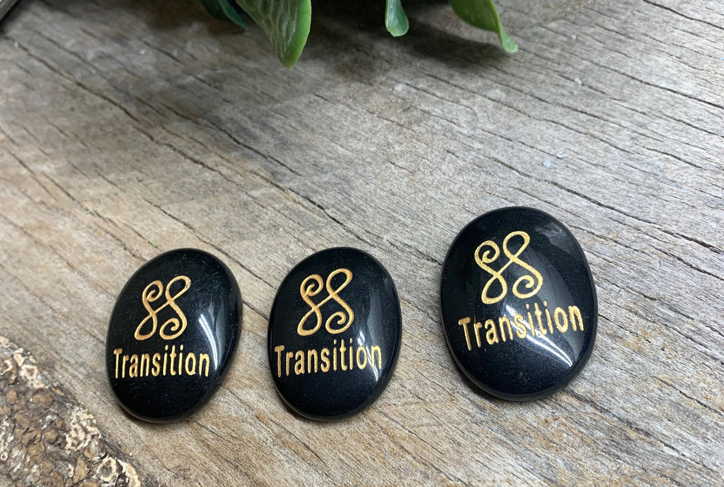 Transition, Black Obsidian Carved Word Affirmation (Approx. 1 1/2") FIG-0330