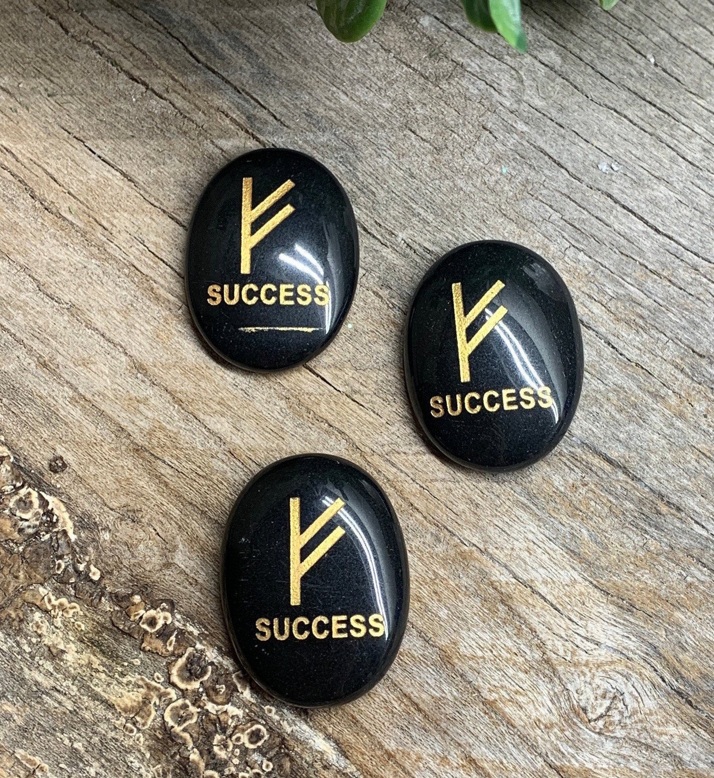 Success, Black Obsidian Carved Word Affirmation (Approx. 1 1/2") FIG-0327