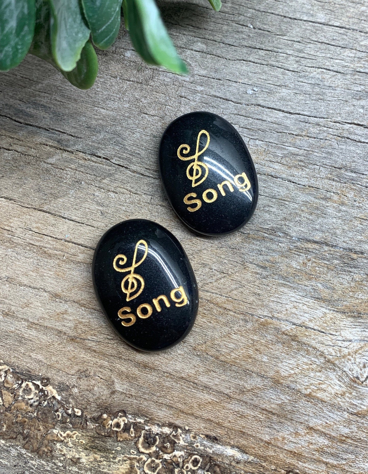 Song, Black Obsidian Carved Word Affirmation (Approx. 1 1/2") FIG-0326