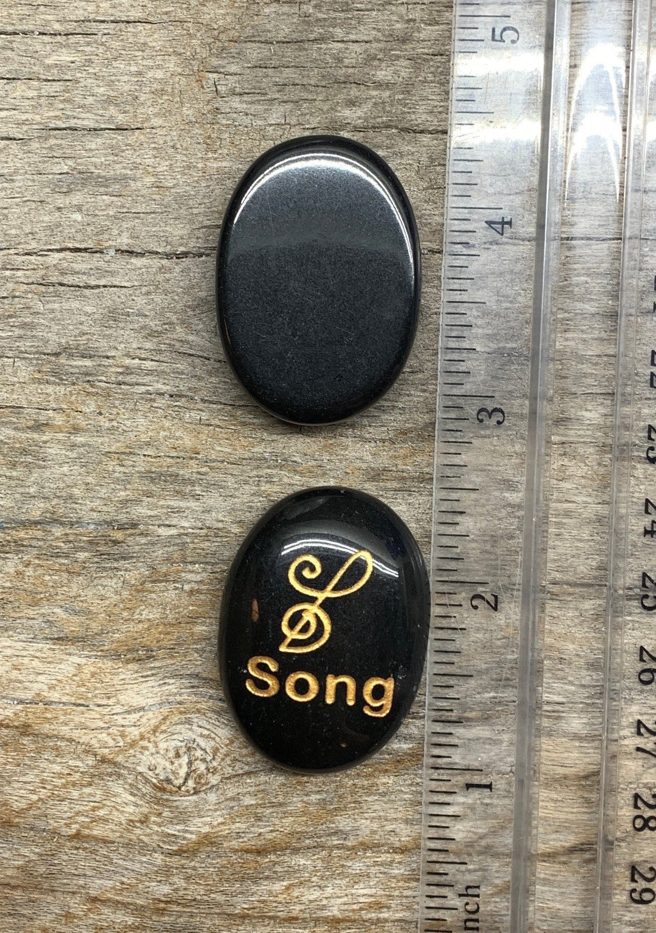 Song, Black Obsidian Carved Word Affirmation (Approx. 1 1/2") FIG-0326